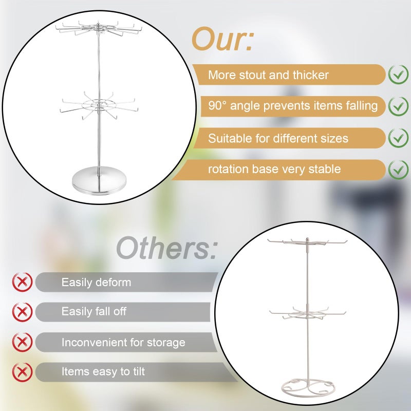 APL Display Dual Adjustable (Total Height & Tier Heighs) CounterTop Spinner Display Stand, Heavy Duty 2-Tiers, Silver - Image 3